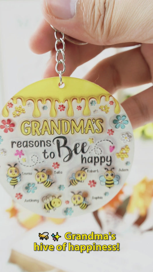 Les raisons de grand-mère d'être heureuse - Porte-clés personnalisé pour grand-mère
