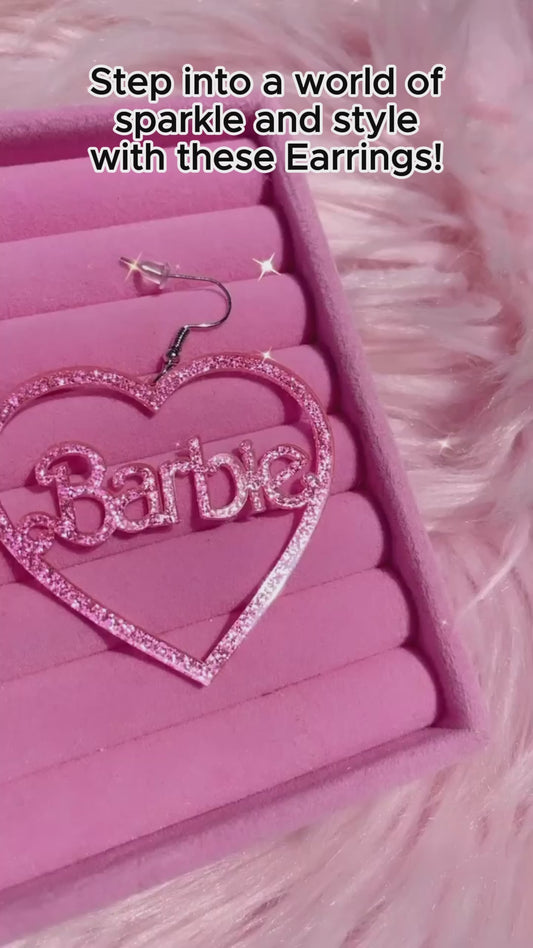 Boucles d'oreilles personnalisées à paillettes roses - Nom personnalisé