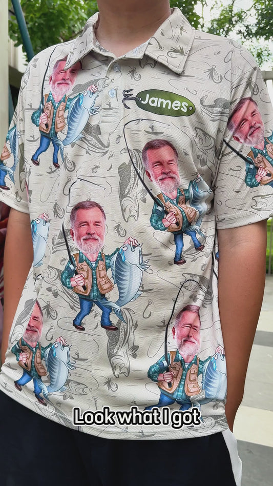 Cadeau pour papa, mari, oncle pêcheur... - Polo de pêche personnalisé