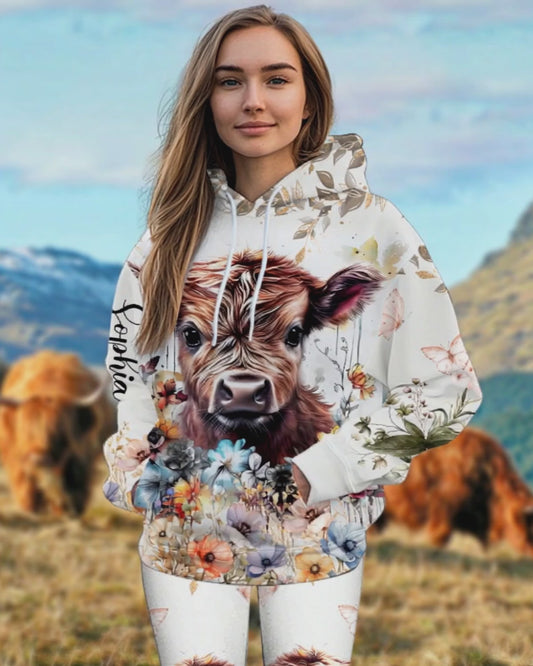 Vache mignonne - Sweat à capuche et legging personnalisés vache des Highlands