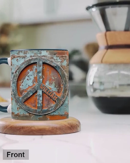 Mug personnalisé « Amour et Paix » style hippie