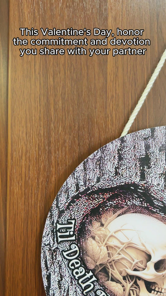 Jusqu'à ce que la mort nous sépare - Panneau rond en bois personnalisé pour couple