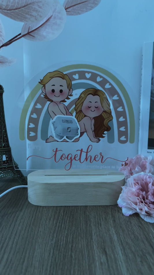 Together Is Our Favorite Place To Be - Personalized Couple Shaped Plaque Light Base