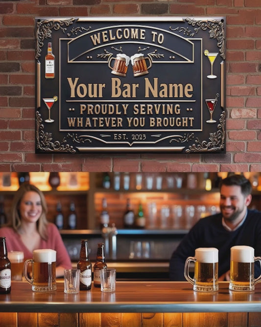 Proudly Serving Whatever You Brought - Personalized Beer Rectangle Metal Sign