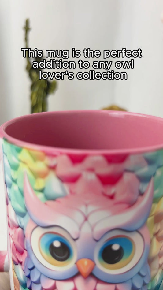 Colorful Owl - Personalized Owl Accent Mug