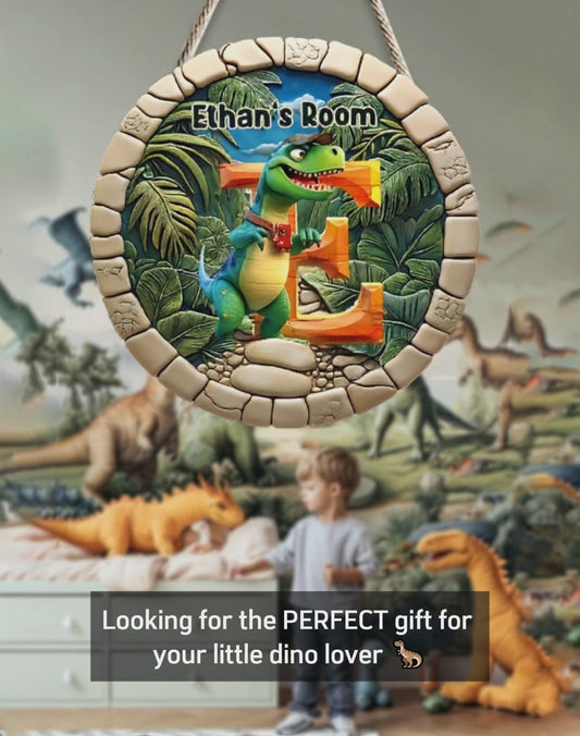 Lettre dinosaure - Panneau en bois personnalisé pour enfant