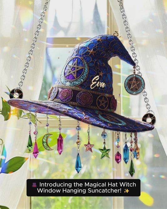 Magical Hat - Personalized Witch Window Hanging Suncatcher Ornament