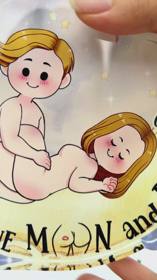 Je t'aime jusqu'à la lune et retour - Plaque acrylique personnalisée pour couple