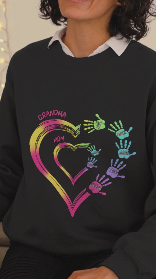 T-shirt et sweat à capuche personnalisés « Maman et grand-mère » avec double cœur coloré - Motif : Grand-mère - Tous titres - T-shirt et sweat à capuche - Motif : Grand-mère - Double cœur coloré