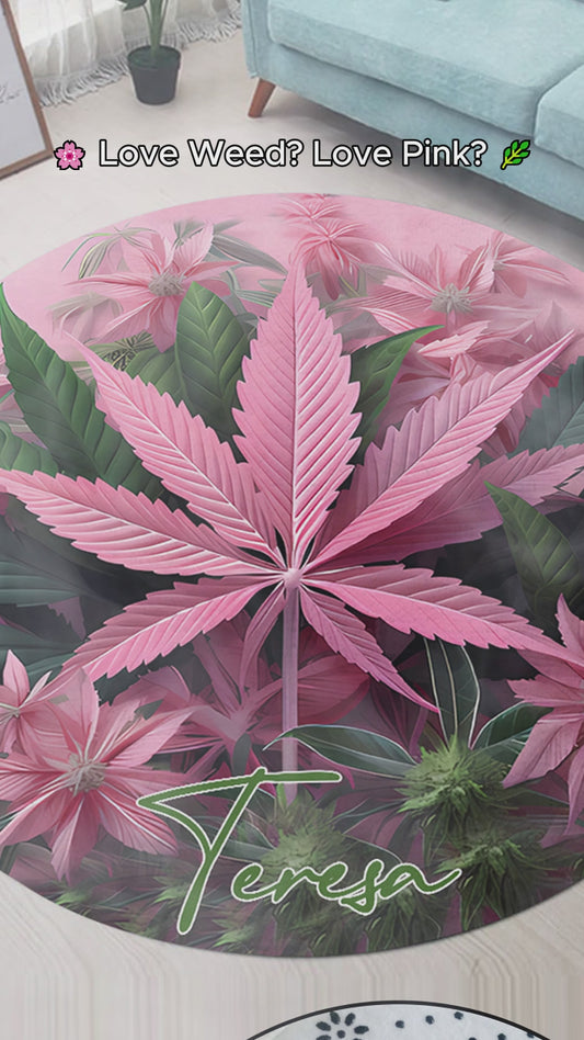 Tapis rond personnalisé Pink In My Area - Weedes