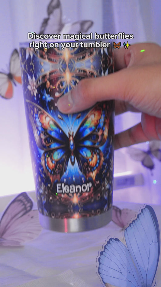 Gobelet papillon personnalisé or métallisé - Superbe motif papillon