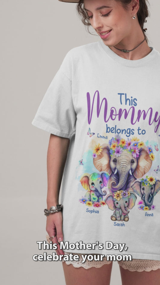 Éléphants à qui maman appartient - T-shirt et sweat à capuche personnalisés pour maman