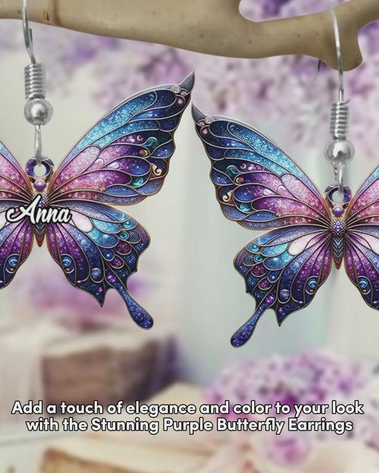 Stunning Purple - Personalized Butterfly Earrings