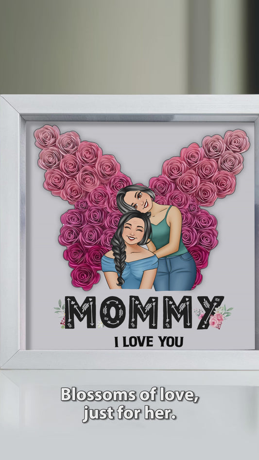 Maman, on t'aime Papillon - Boîte à fleurs personnalisée avec motif floral sur mesure