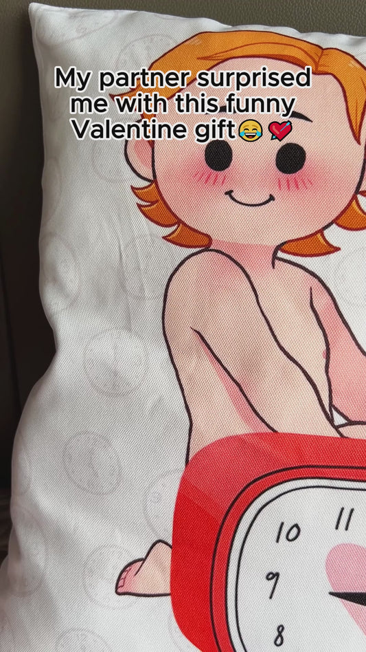 Horloge « Je resterais éveillé après 21h pour toi » - Coussin décoratif personnalisé pour couple