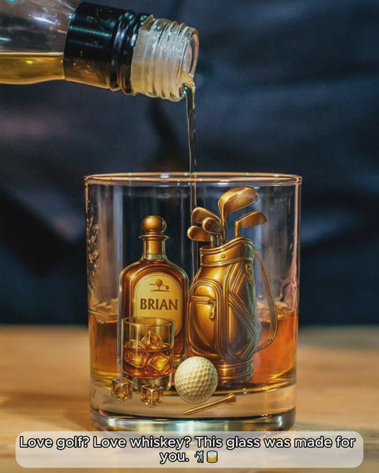 Whisky et Golf - Verre à whisky personnalisé sur le thème du golf