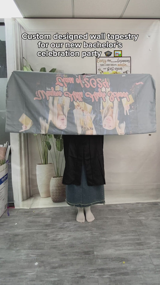 Senior Bootleg Photos Custom - Personalized Graduation Wall Tapestry