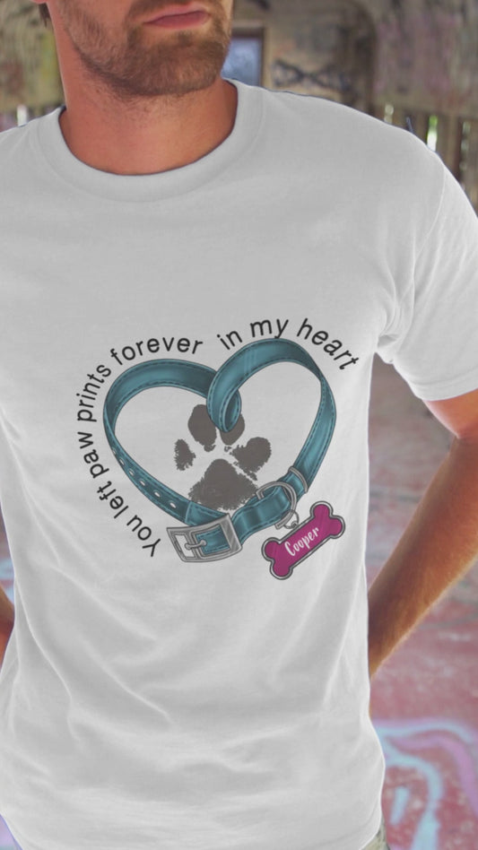 Tu as laissé des empreintes de pattes à jamais dans mon cœur - T-shirt et sweat à capuche personnalisés pour chien