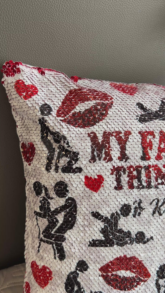 Ma chose préférée à faire, c'est toi - Housse de coussin à sequins personnalisée pour couple
