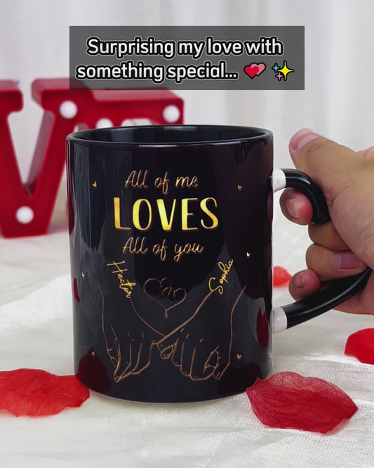 De notre premier baiser à notre dernier souffle - Mug personnalisé pour couple avec anse en forme de cœur