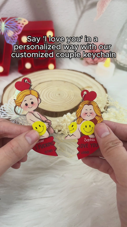 Je t'aime - Porte-clés personnalisé pour couple (3 niveaux et 1 niveau)