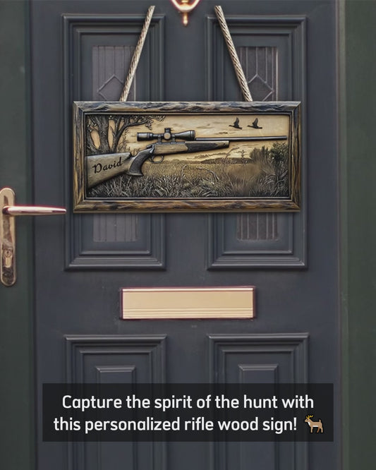 Hunting Rifle - Personalized Hunting Custom Shaped Wood Sign