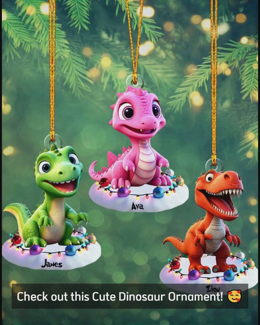 Cadeau dinosaure mignon pour les petits-enfants - Ornement personnalisé en forme de dinosaure pour enfant