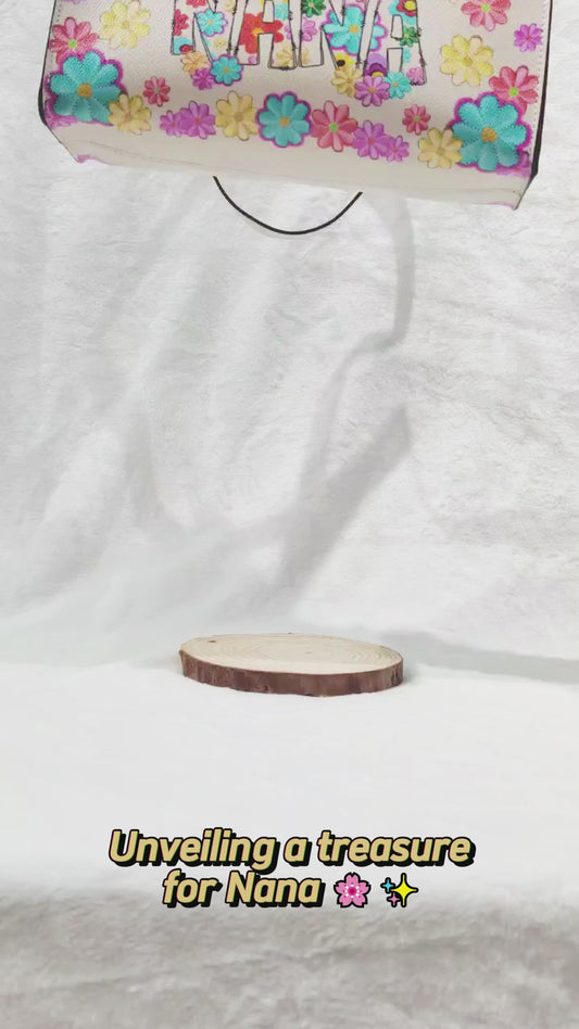 Sac à main en cuir personnalisé « Bénie d'être appelée Nana » à motif floral