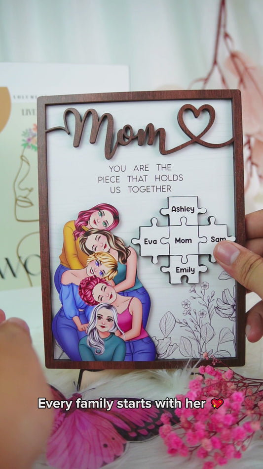 Maman, tu es le pilier de notre couple - Plaque en bois personnalisée à 2 couches « Maman »
