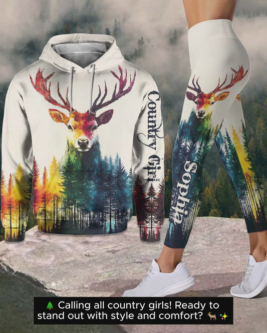 Fille de la campagne - Sweat à capuche et legging de chasse personnalisés