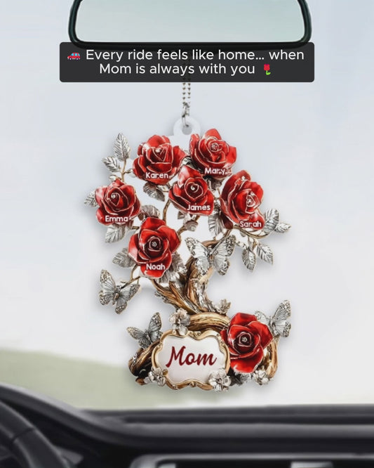 Flowers For Mom Grandma - Personalized Mother Transparent Car Ornament