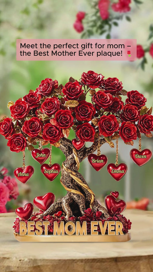 Meilleure maman du monde - Plaque acrylique personnalisée « Mère » en forme de carte de vœux