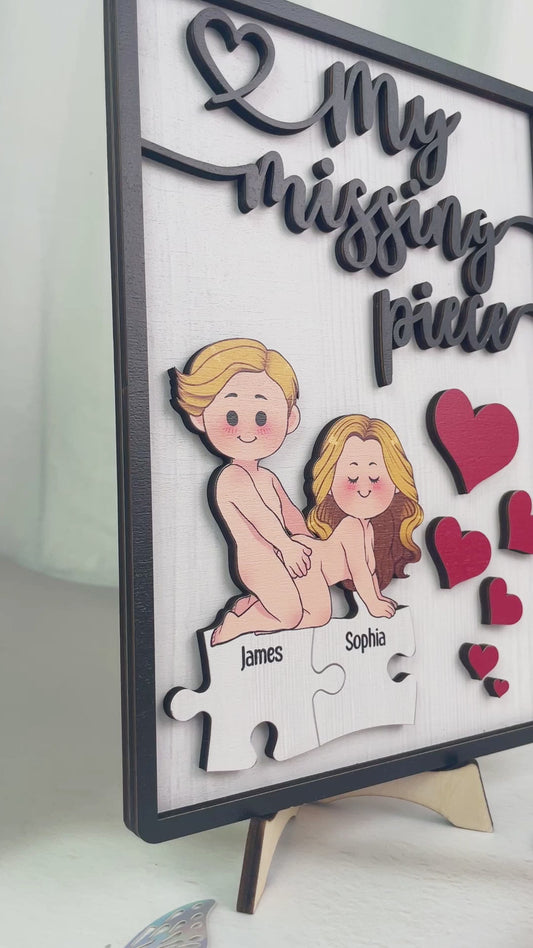 Ma pièce manquante - Panneau/Plaque en bois personnalisé(e) pour couple, 2 couches
