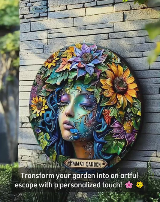 Mon jardin - Panneau métallique rond personnalisé pour le jardinage