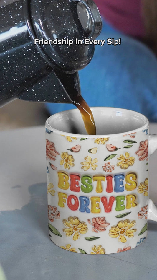 Mug personnalisé « Meilleures amies pour toujours » style floral - Mug personnalisé pour meilleures amies