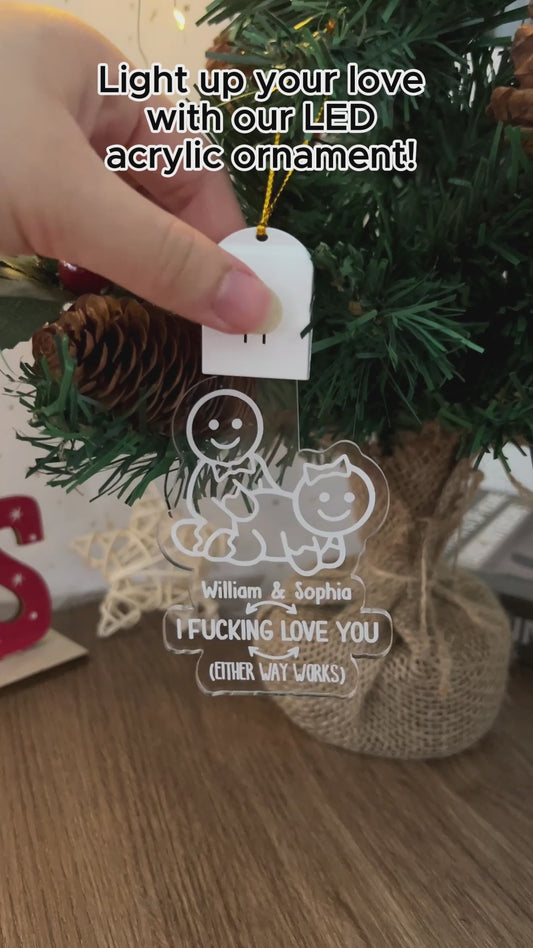 I Love You Naughty Ginger Bread - gift for wife, husband, boyfriend, girlfriend - Personalized Shaped Led Acrylic Ornament