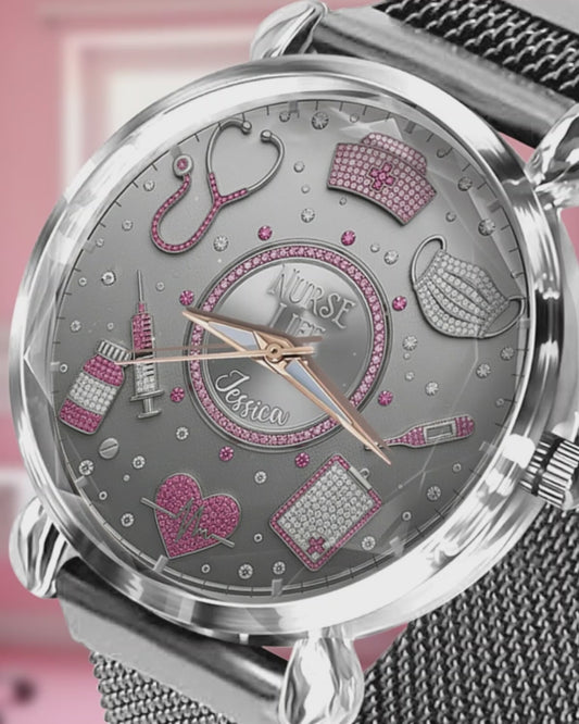 Aimez la vie d'infirmière - Montre-bracelet personnalisée pour infirmière