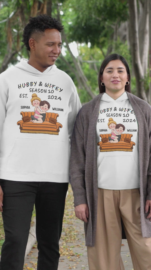 T-shirt et sweat à capuche personnalisés pour couples mari et femme