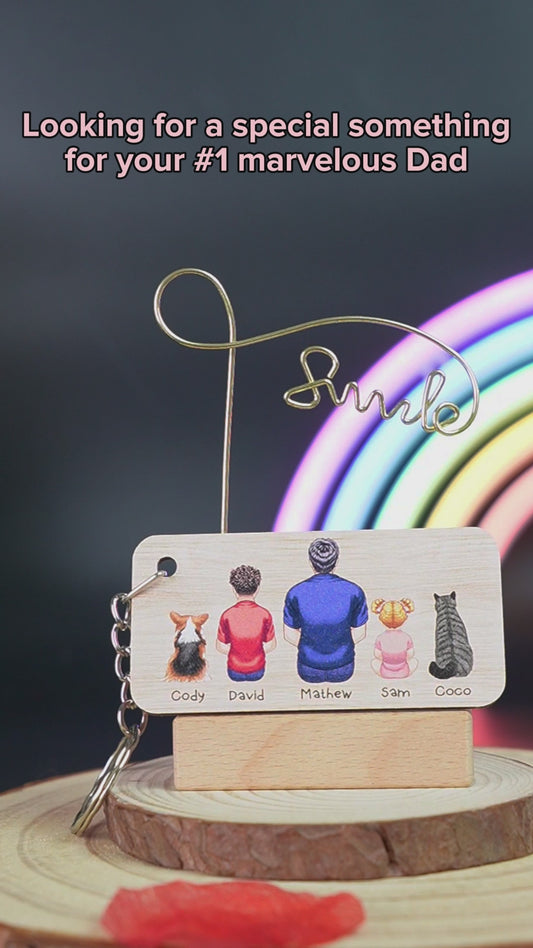 Meilleur papa du monde - Porte-clés personnalisé pour homme, enfants, chien et chat