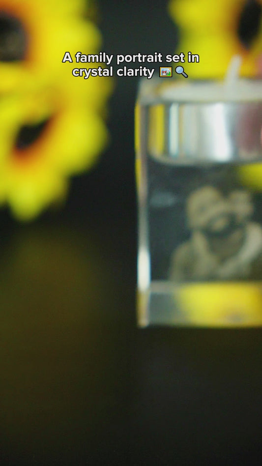 Crystal Candle Holder With Engraved Photos - Personalized Crystal Candle Holder