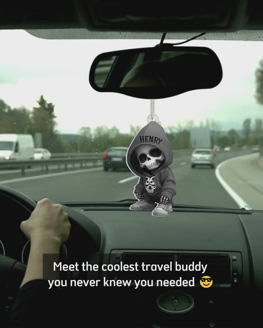 Stylish Skeleton - Personalized Skull Custom Shaped Car Ornament