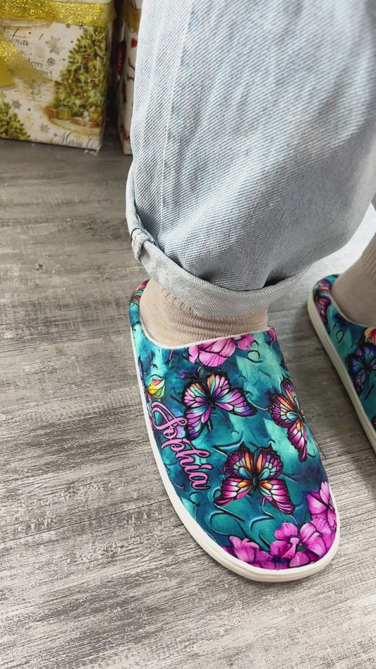 J'adore les papillons - Pantoufles papillon personnalisées