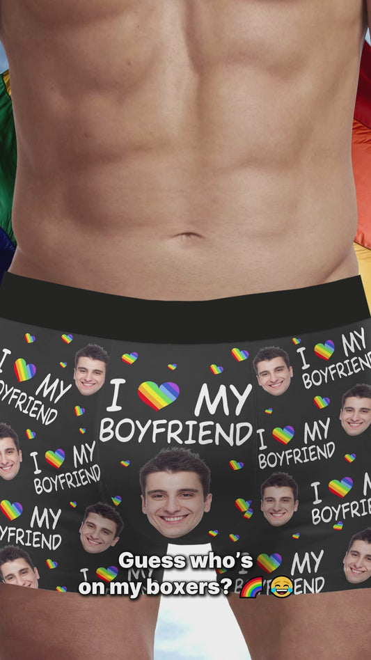 I Love My Boyfriend - Personalized LGBT Support Men’s Boxer Briefs