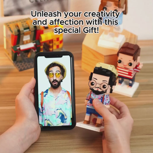 Any Photo - gift for cat lover, dog lover - Personalized Photo Brick Figures