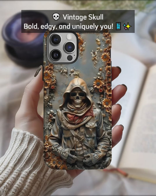Coque de téléphone personnalisée avec motif crâne vintage - Tête de mort intégrale