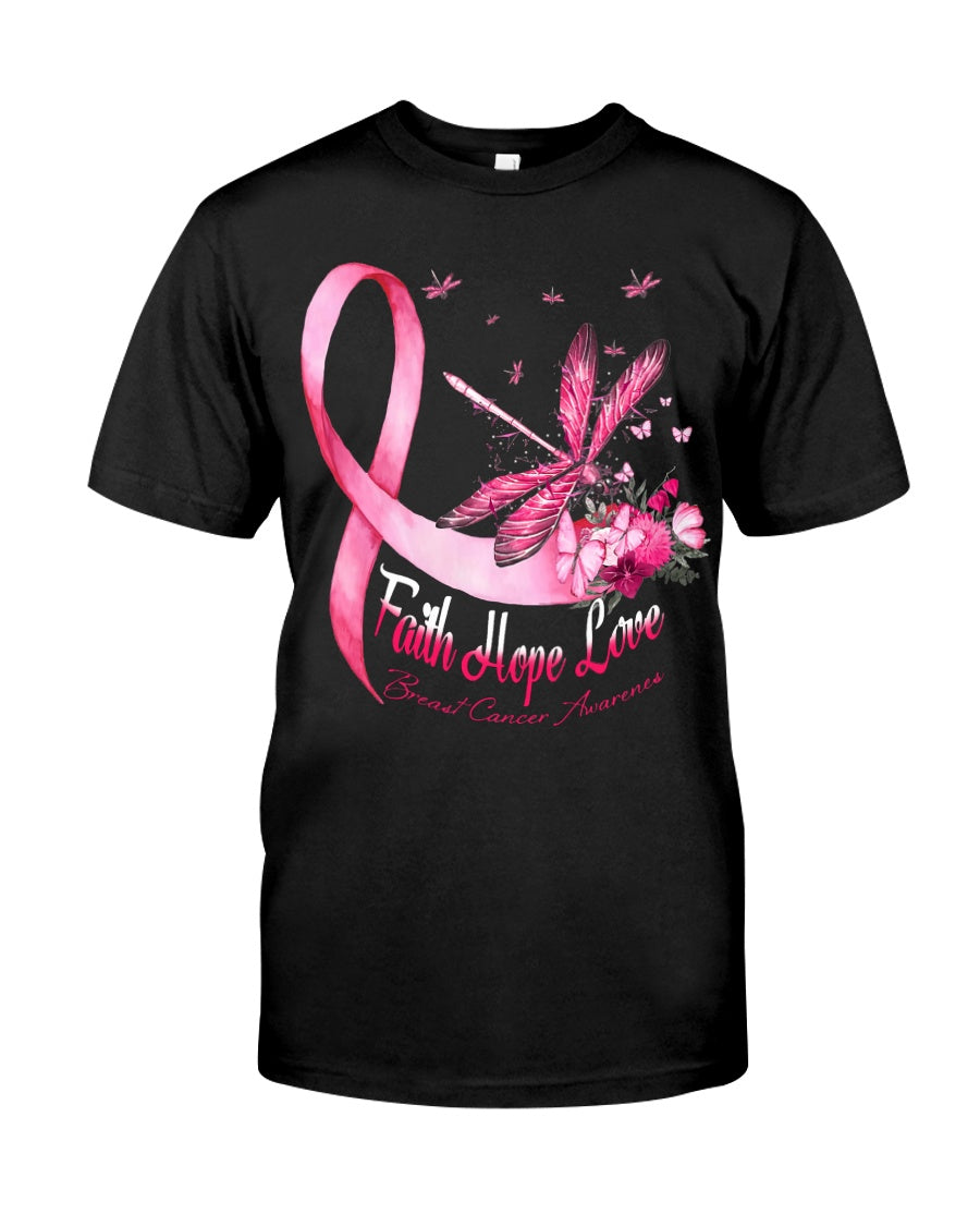 T-shirt et sweat à capuche Libellule Foi Espoir Amour - Sensibilisation au cancer du sein 0822