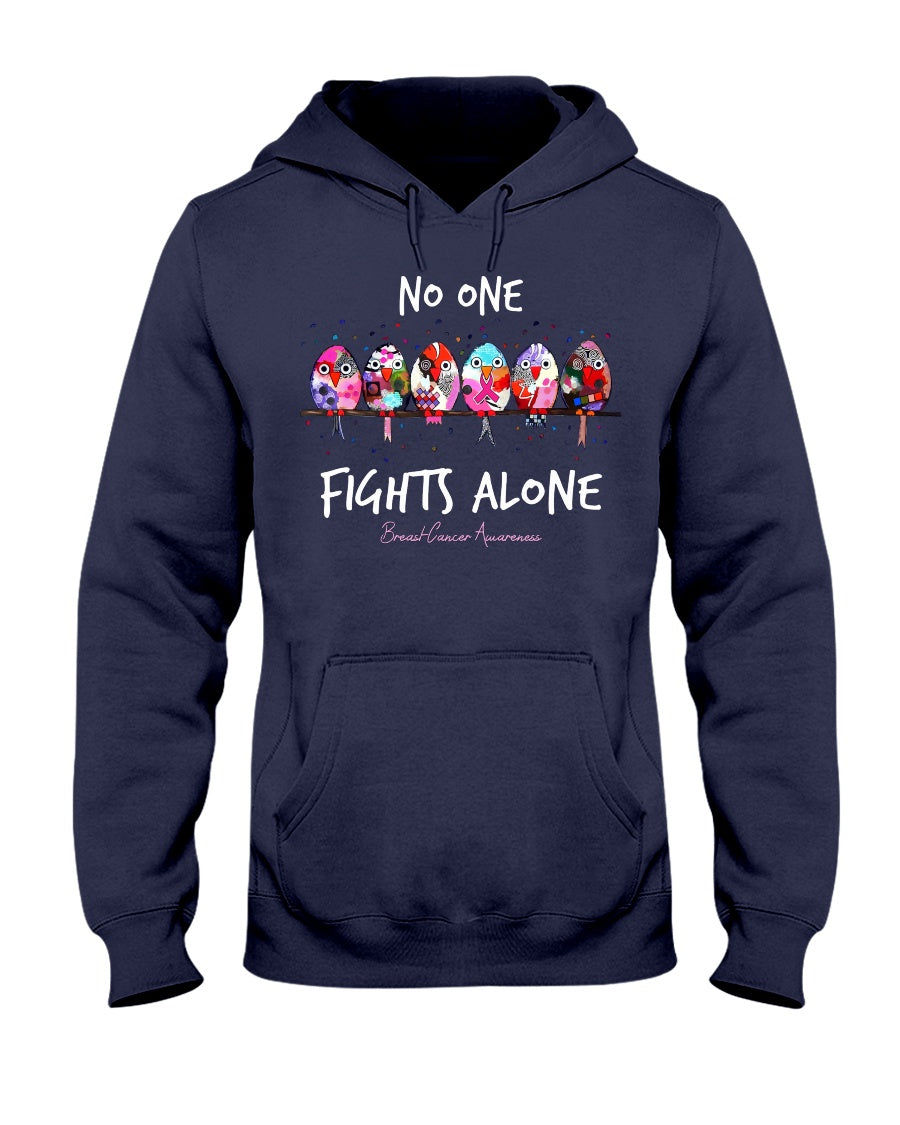 No One Fights Alone - Breast Cancer Awareness T-shirt and Hoodie 0822