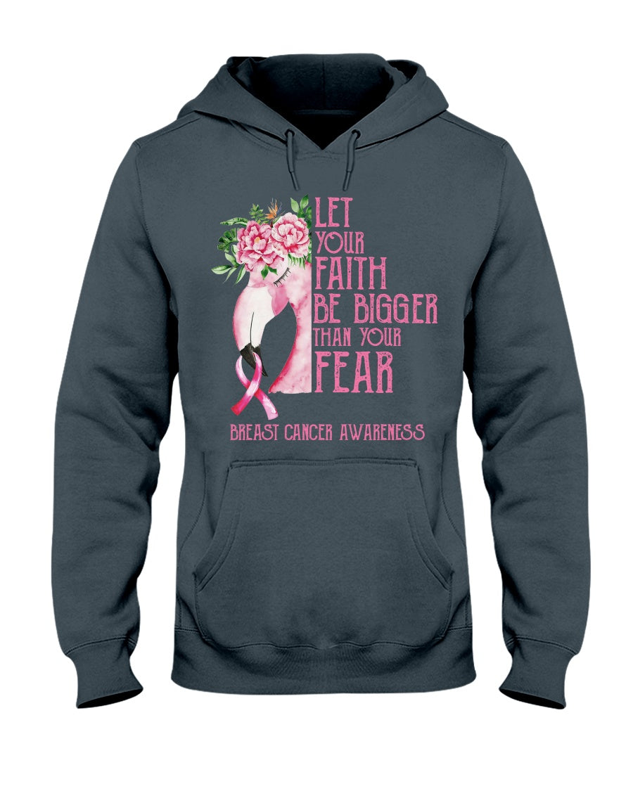 T-shirt et sweat à capuche Flamingo « Que ta foi soit plus grande que ta peur » – Sensibilisation au cancer du sein 0822