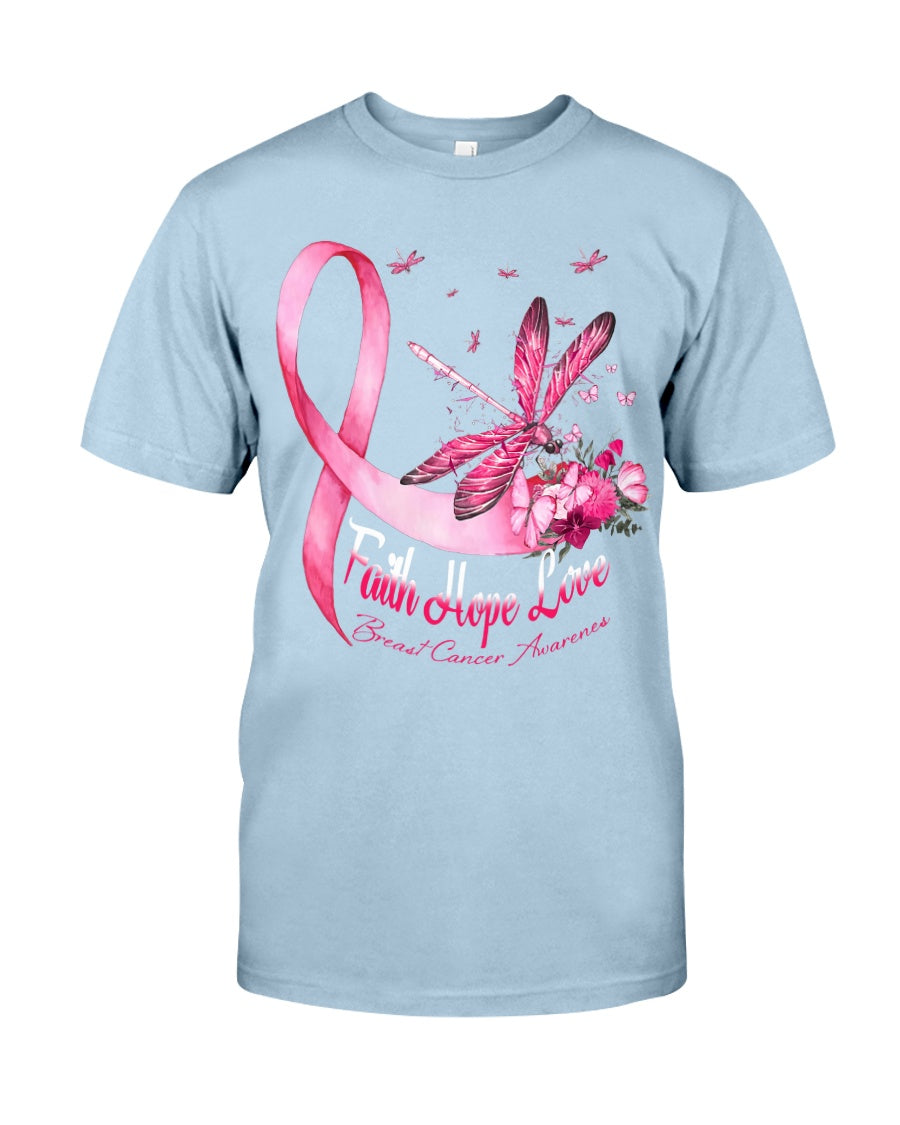 T-shirt et sweat à capuche Libellule Foi Espoir Amour - Sensibilisation au cancer du sein 0822
