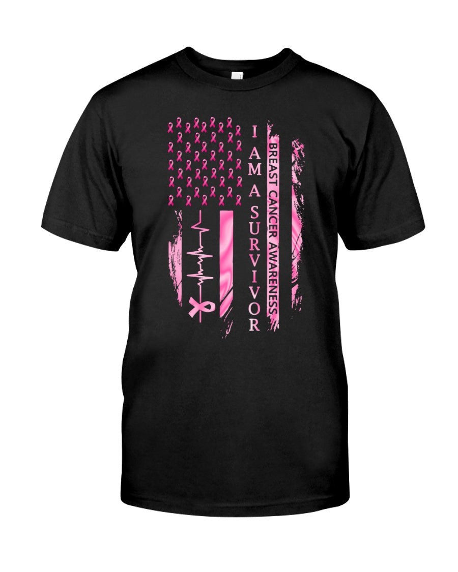 American Flag Breast Cancer Awareness - Breast Cancer Awareness T-shirt and Hoodie 0822